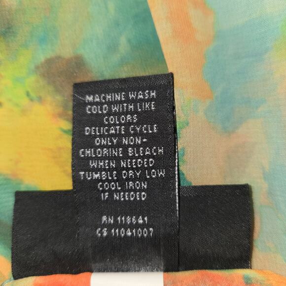 Lane Bryant 22/24 Sheer Floral Blouse Mint Green Orange Watercolor Tunic Flowy - Picture 9 of 9